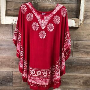 SB Fashion Ladies Kaftan Cape Boho Hippie Oversized Embroidered Floral Top OS